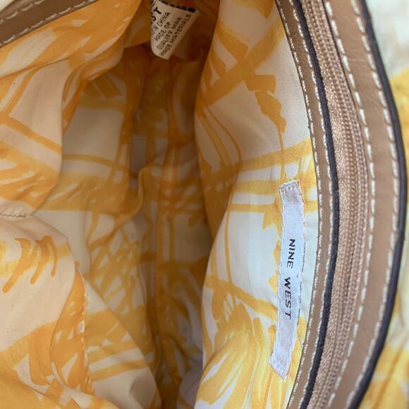 Nine West Camel Brown Crossbody Purse Shoulder Bag Yellow Interior - Picture 13 of 16